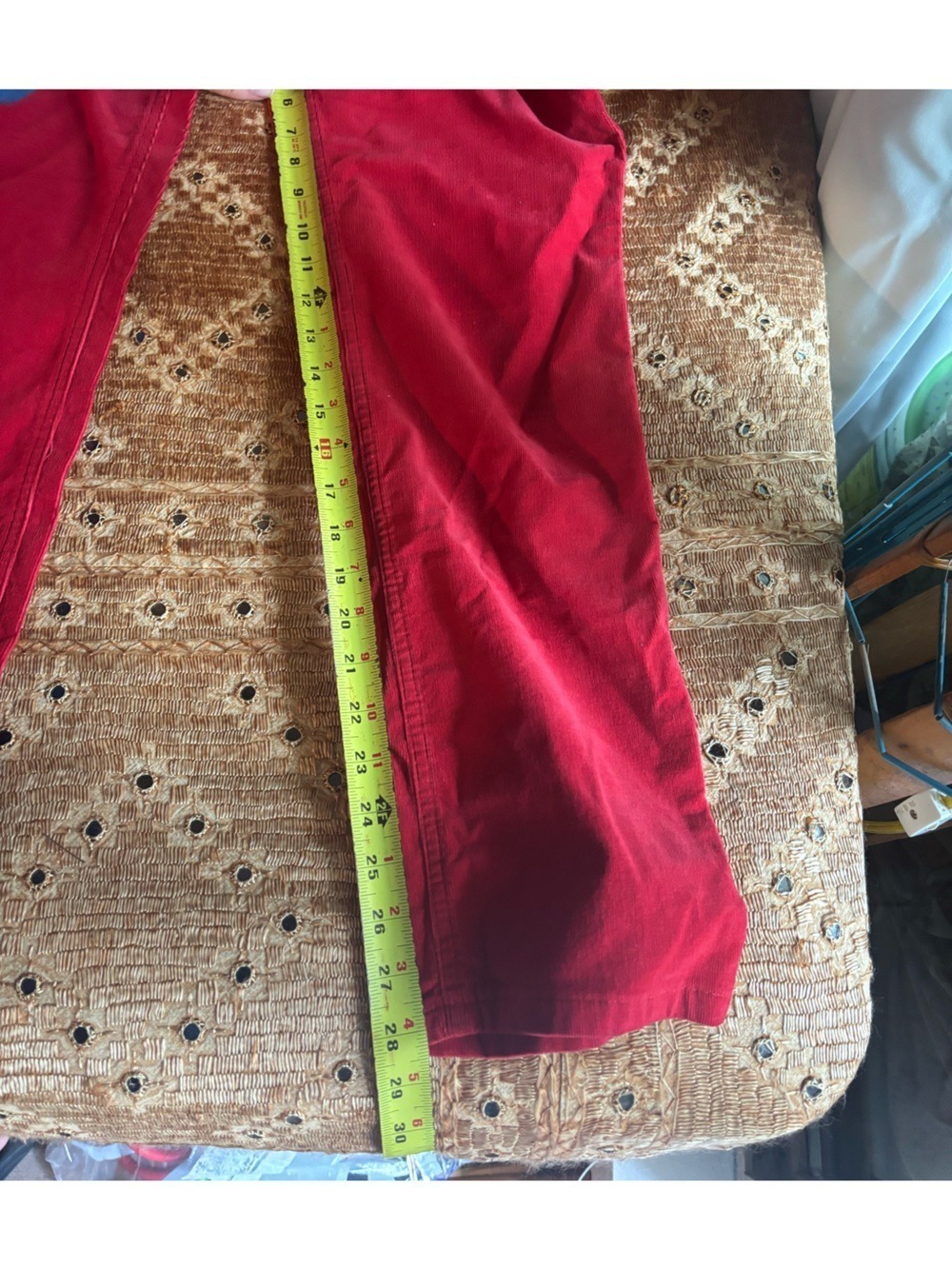 ❤️ M&S Collection Bright Red Corduroy Pants Size 8 • High Rise Straight Leg - Picture 15 of 16